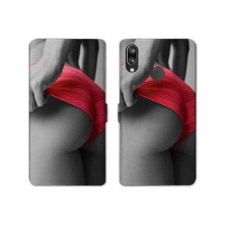Housse cuir portefeuille Samsung Galaxy A20e Sexy tanga rouge