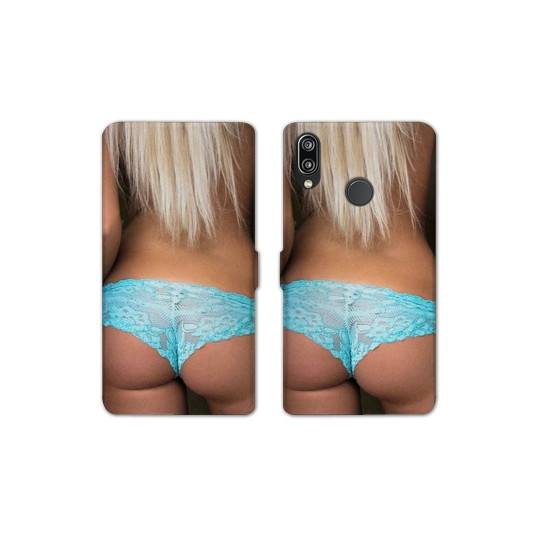 Housse cuir portefeuille Samsung Galaxy A20e Sexy tanga bleu