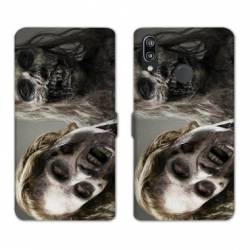 Housse cuir portefeuille Samsung Galaxy A20e Zombie blanc