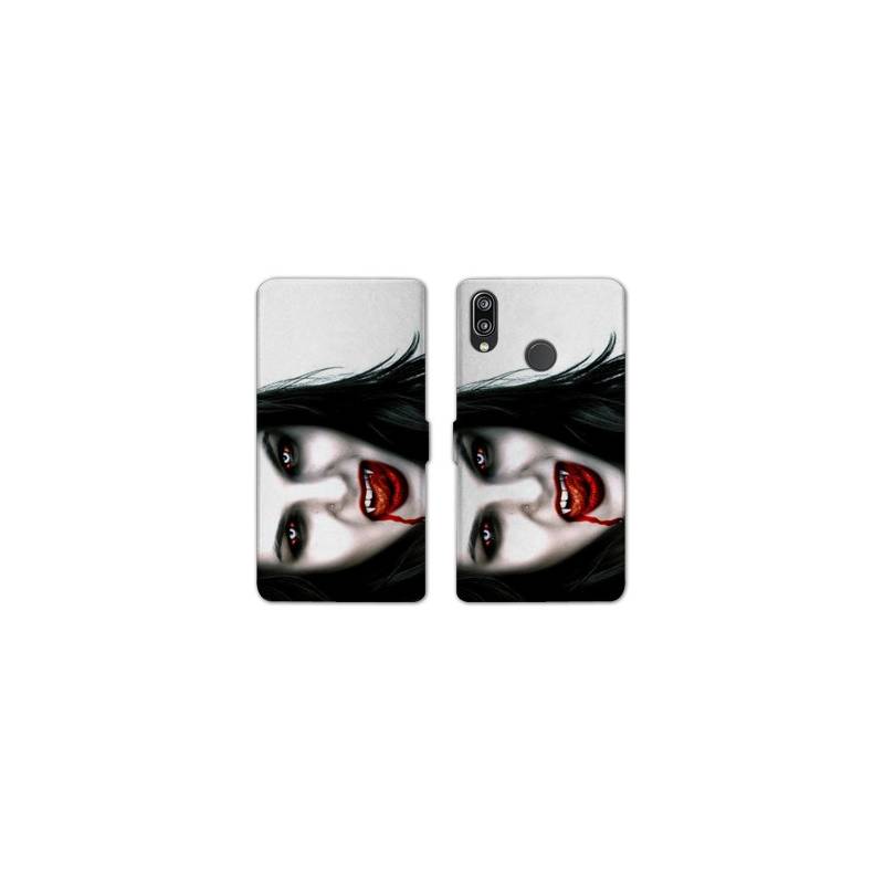 Housse cuir portefeuille Samsung Galaxy A20e Vampire blanc