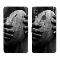 Housse cuir portefeuille Samsung Galaxy A20e Rugby ballon vintage