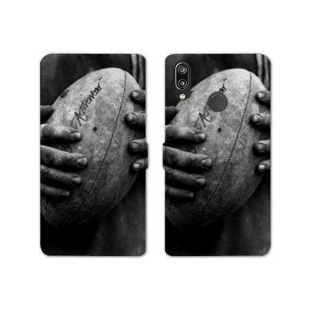 Housse cuir portefeuille Samsung Galaxy A20e Rugby ballon vintage