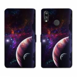 Housse cuir portefeuille Samsung Galaxy A20e Planete rouge