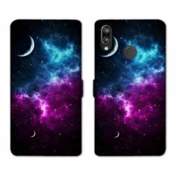 Housse cuir portefeuille Samsung Galaxy A20e Univers Bleu violet