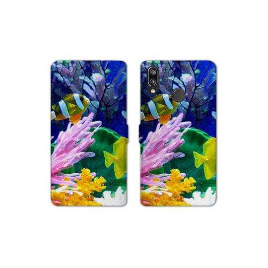Housse cuir portefeuille Samsung Galaxy A20e Fond marin