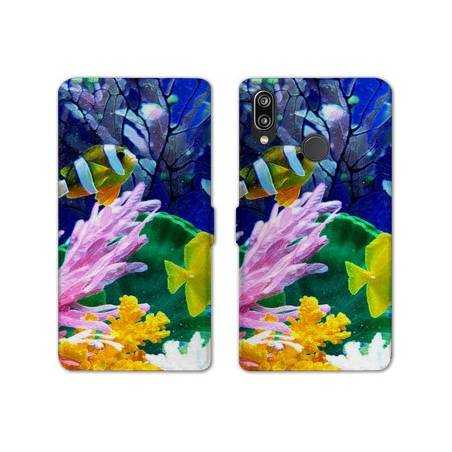 Housse cuir portefeuille Samsung Galaxy A20e Fond marin