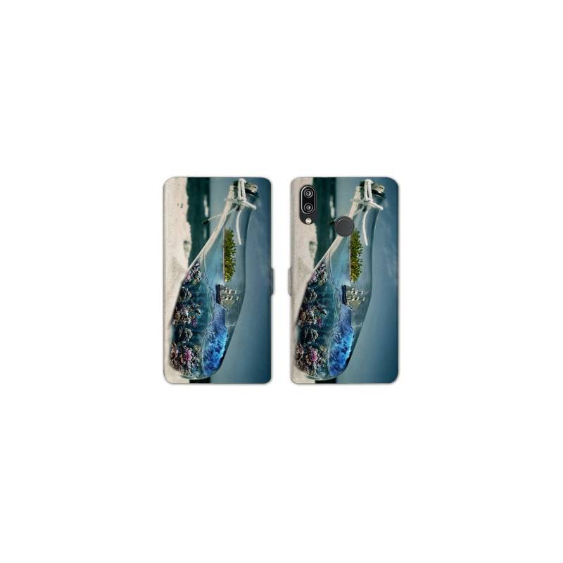 Housse cuir portefeuille Samsung Galaxy A20e Mer Bouteille