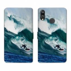 Housse cuir portefeuille Samsung Galaxy A20e Surf vague