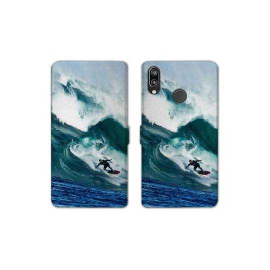 Housse cuir portefeuille Samsung Galaxy A20e Surf vague