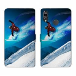 Housse cuir portefeuille Samsung Galaxy A20e Snowboard saut