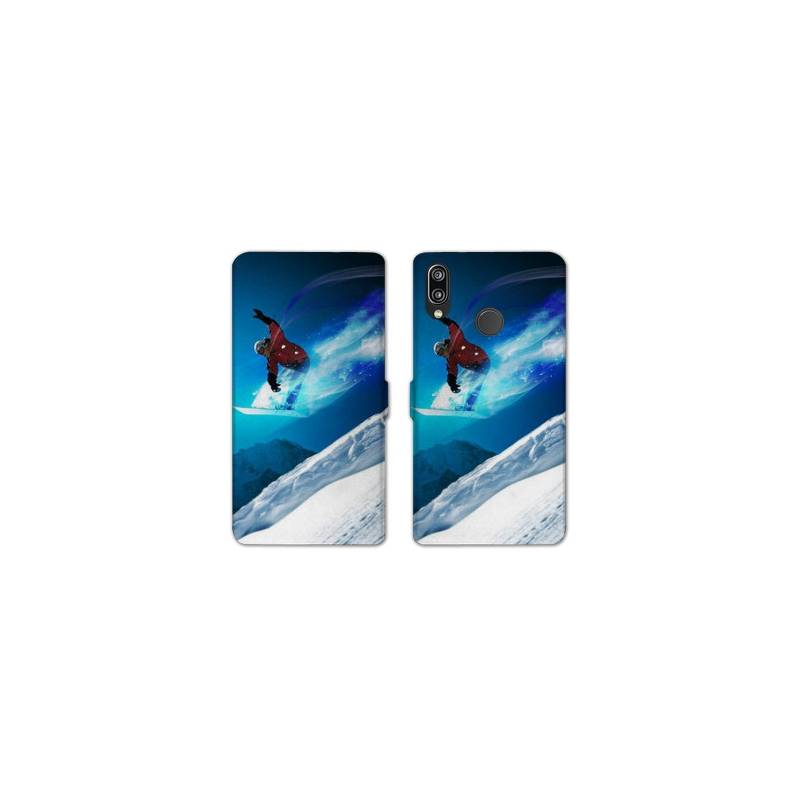 Housse cuir portefeuille Samsung Galaxy A20e Snowboard saut