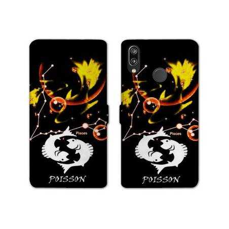 Housse cuir portefeuille Samsung Galaxy A20e signe zodiaque Poisson