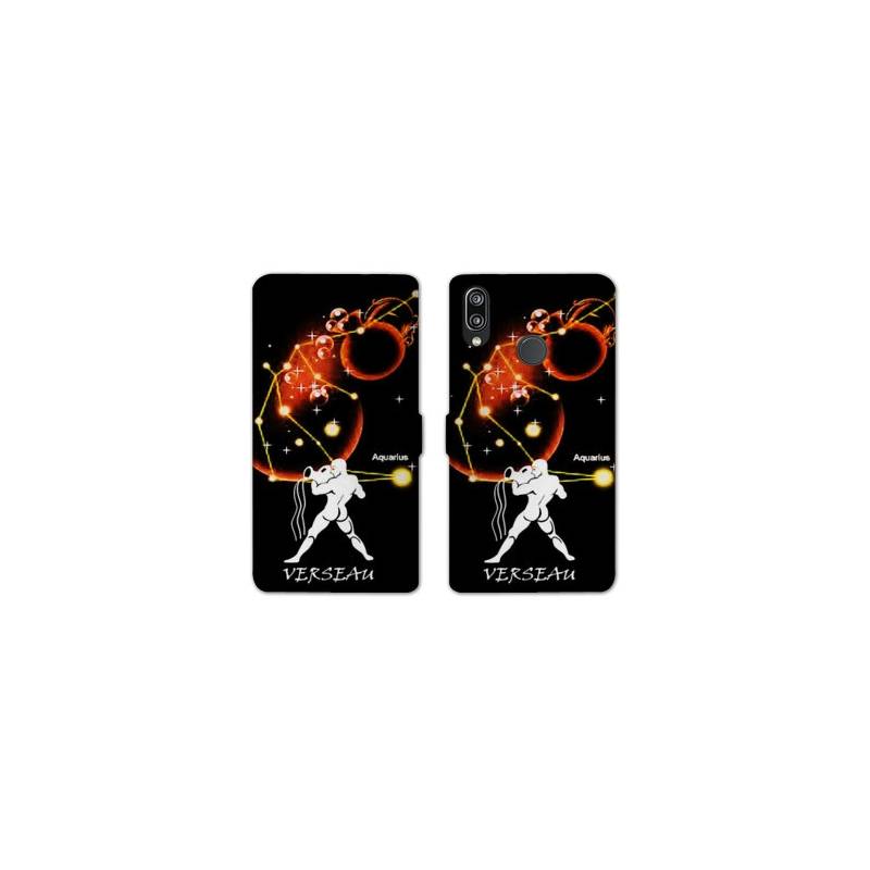 Housse cuir portefeuille Samsung Galaxy A20e signe zodiaque Verseau