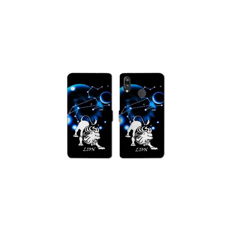 Housse cuir portefeuille Samsung Galaxy A20e signe zodiaque Lion