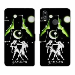 Housse cuir portefeuille Samsung Galaxy A20e signe zodiaque Gémeaux