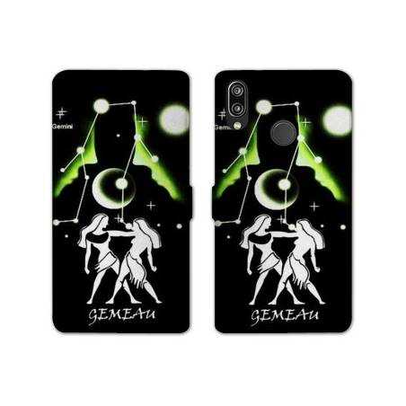 Housse cuir portefeuille Samsung Galaxy A20e signe zodiaque Gémeaux