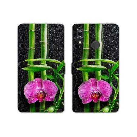 Housse cuir portefeuille Samsung Galaxy A20e orchidee bambou