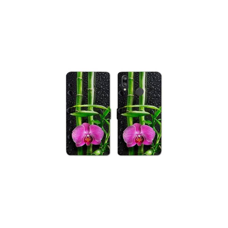 Housse cuir portefeuille Samsung Galaxy A20e orchidee bambou