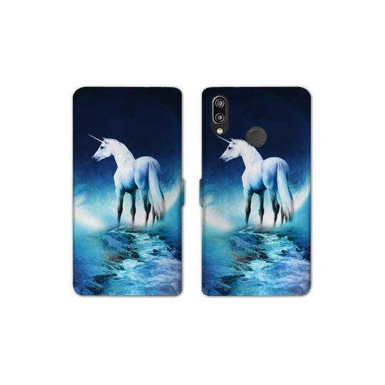 Housse cuir portefeuille Samsung Galaxy A20e Licorne Lune