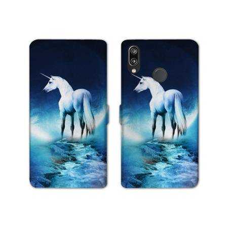 Housse cuir portefeuille Samsung Galaxy A20e Licorne Lune