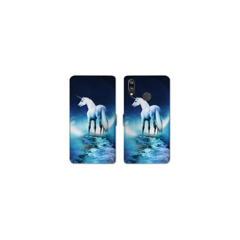 Housse cuir portefeuille Samsung Galaxy A20e Licorne Lune