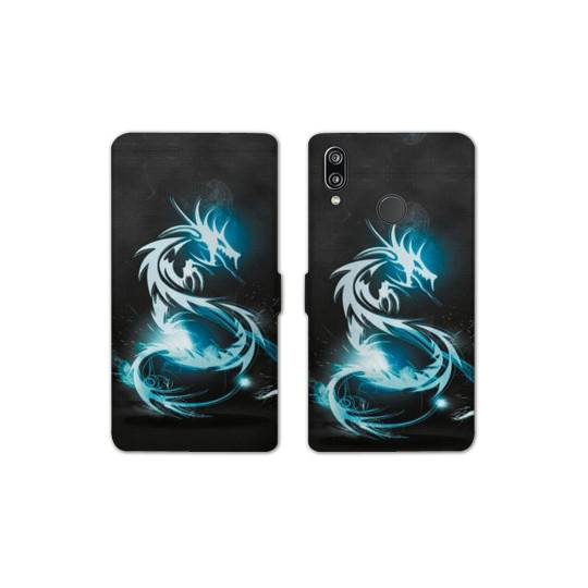 Housse cuir portefeuille Samsung Galaxy A20e Dragon Bleu