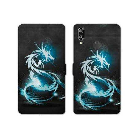 Housse cuir portefeuille Samsung Galaxy A20e Dragon Bleu