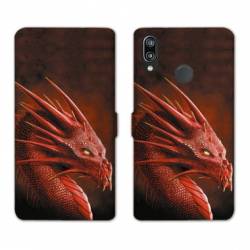 Housse cuir portefeuille Samsung Galaxy A20e Dragon Rouge