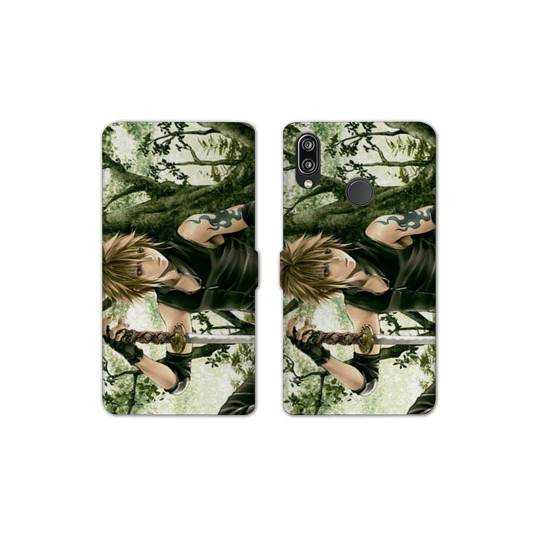 Housse cuir portefeuille Samsung Galaxy A20e Manga bois