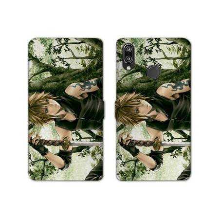 Housse cuir portefeuille Samsung Galaxy A20e Manga bois