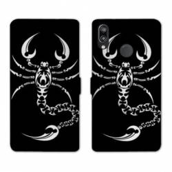 Housse cuir portefeuille Samsung Galaxy A20e scorpion