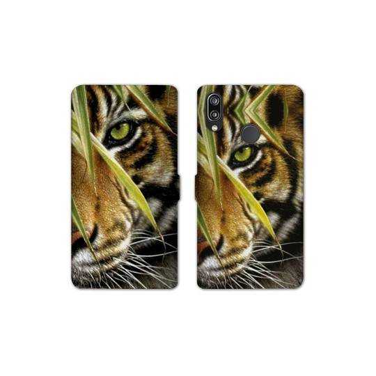 Housse cuir portefeuille Samsung Galaxy A20e œil tigre