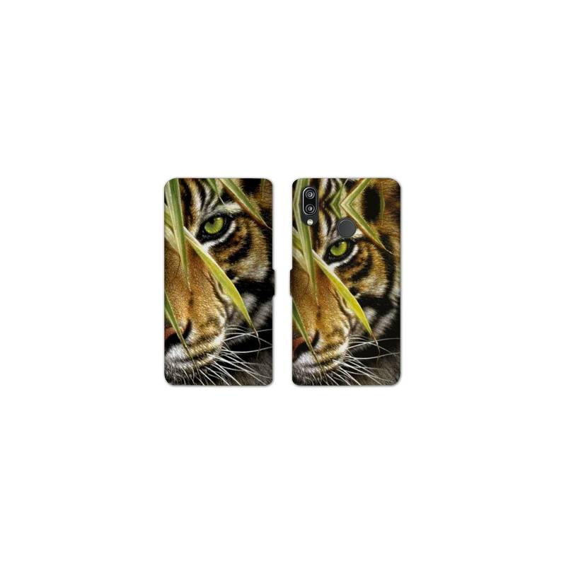 Housse cuir portefeuille Samsung Galaxy A20e œil tigre