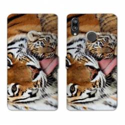Housse cuir portefeuille Samsung Galaxy A20e bebe tigre