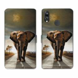 Housse cuir portefeuille Samsung Galaxy A20e savane Elephant route