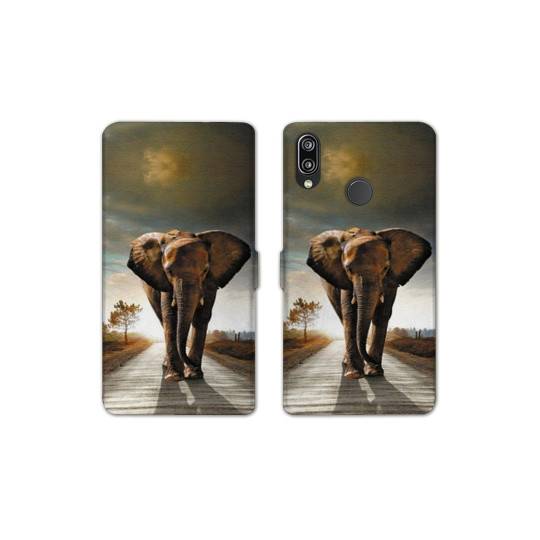 Housse cuir portefeuille Samsung Galaxy A20e savane Elephant route