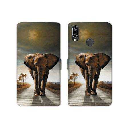 Housse cuir portefeuille Samsung Galaxy A20e savane Elephant route