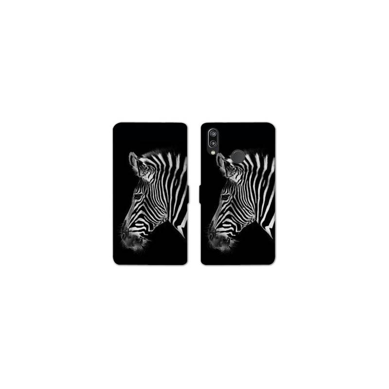 Housse cuir portefeuille Samsung Galaxy A20e savane Zebra