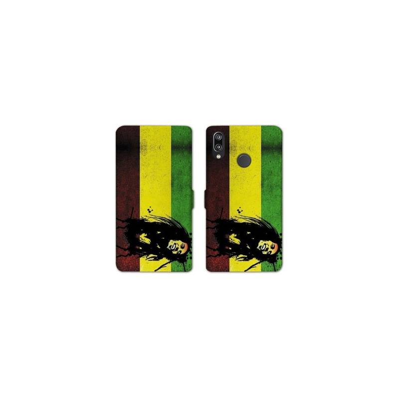 Housse cuir portefeuille Samsung Galaxy A20e Bob Marley Drapeau