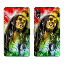 Housse cuir portefeuille Samsung Galaxy A20e Bob Marley Color