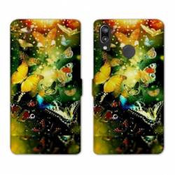 Housse cuir portefeuille Samsung Galaxy A20e papillons papillon jaune