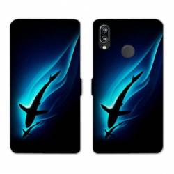 Housse cuir portefeuille Samsung Galaxy A20e Requin Noir