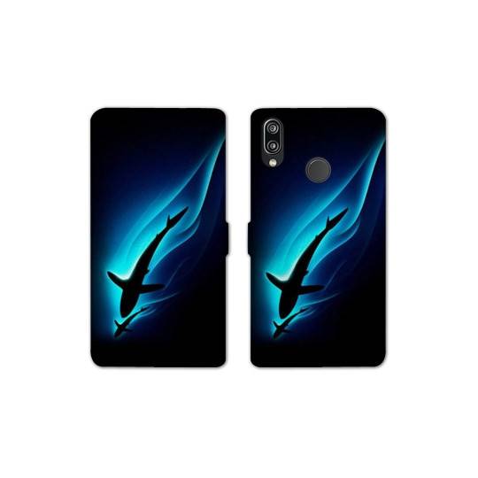Housse cuir portefeuille Samsung Galaxy A20e Requin Noir