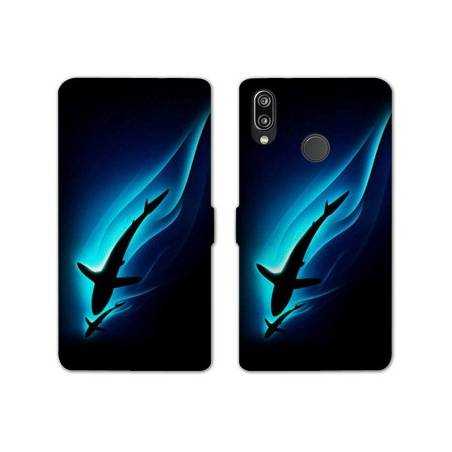 Housse cuir portefeuille Samsung Galaxy A20e Requin Noir