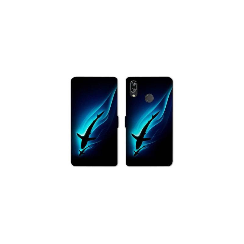 Housse cuir portefeuille Samsung Galaxy A20e Requin Noir