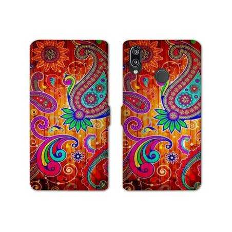Housse cuir portefeuille Samsung Galaxy A20e fleur psychedelic