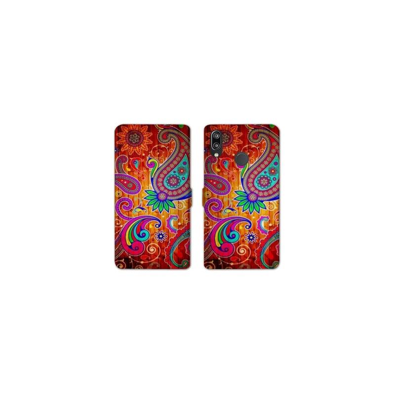 Housse cuir portefeuille Samsung Galaxy A20e fleur psychedelic