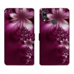 Housse cuir portefeuille Samsung Galaxy A20e fleur violette montante