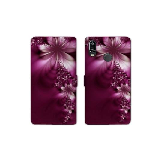 Housse cuir portefeuille Samsung Galaxy A20e fleur violette montante