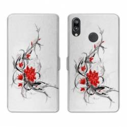 Housse cuir portefeuille Samsung Galaxy A20e fleur épine